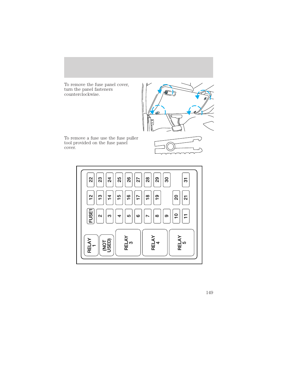 Roadside emergencies | FORD 2000 F-550 v.1 User Manual | Page 149 / 256