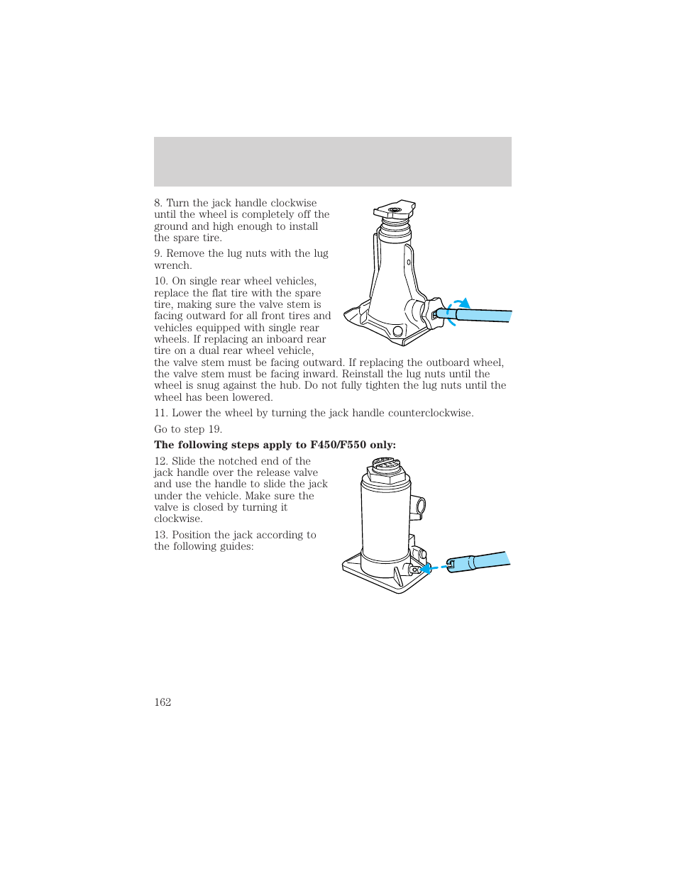 Roadside emergencies | FORD 2000 F-550 v.1 User Manual | Page 162 / 256
