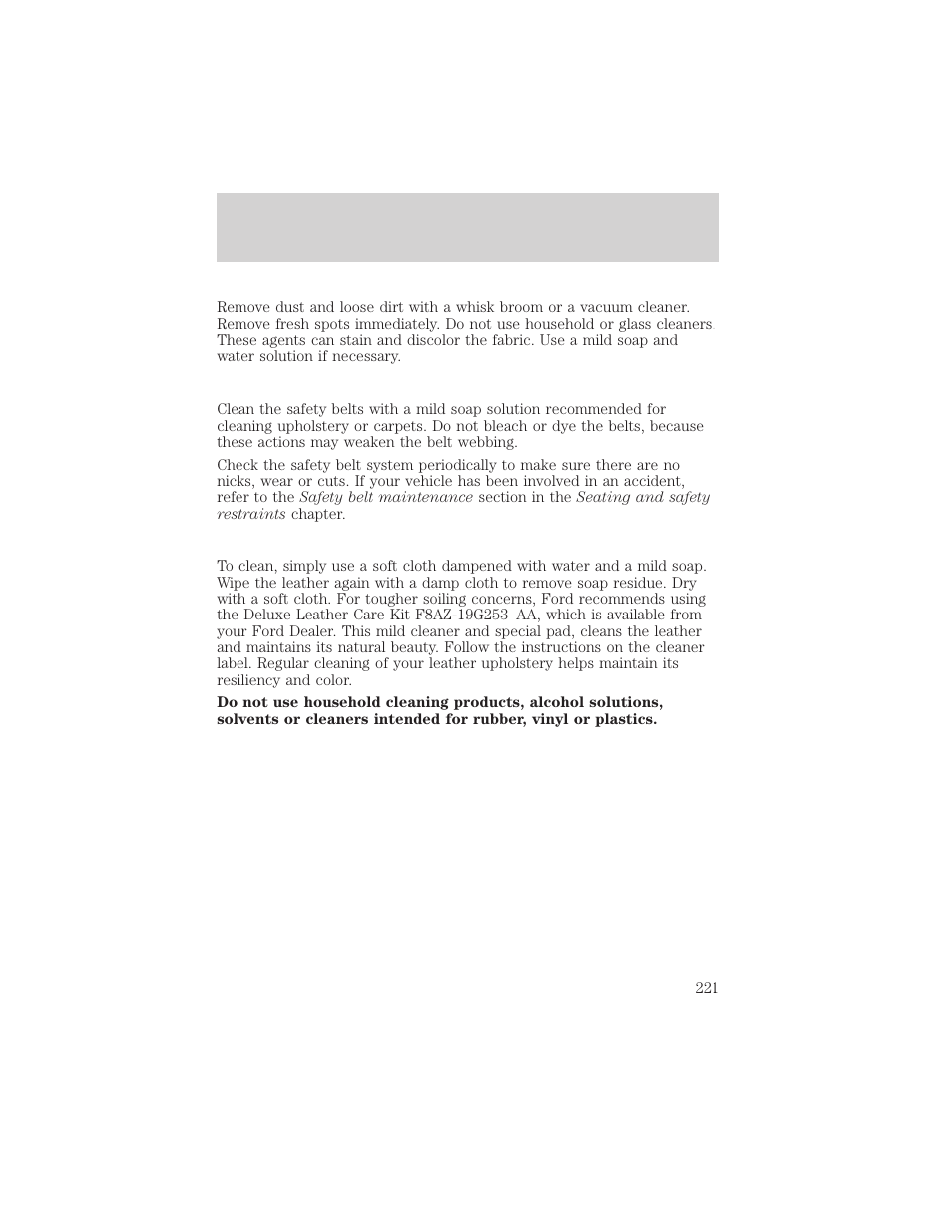 Maintenance and care | FORD 2000 F-550 v.1 User Manual | Page 221 / 256