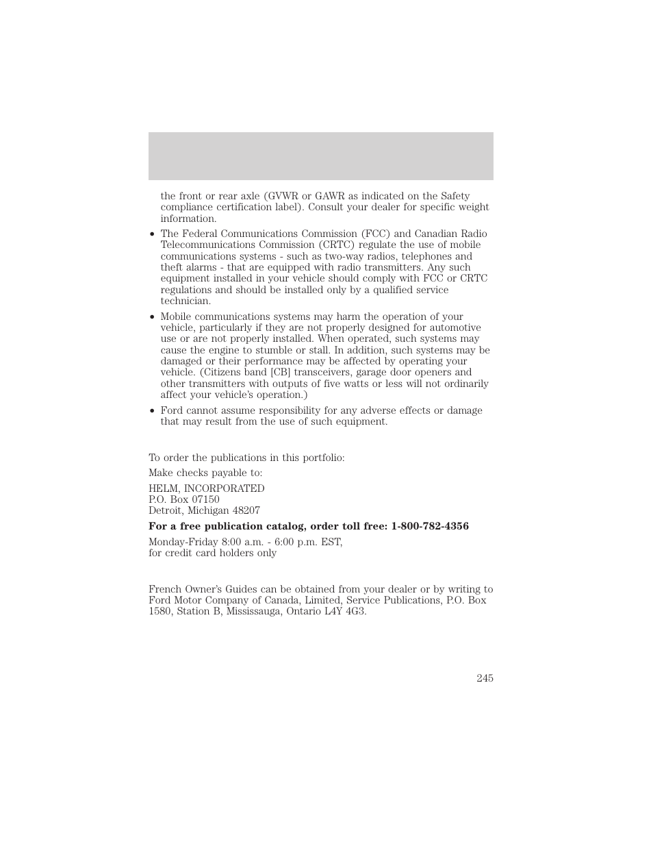 Customer assistance | FORD 2000 F-550 v.1 User Manual | Page 245 / 256