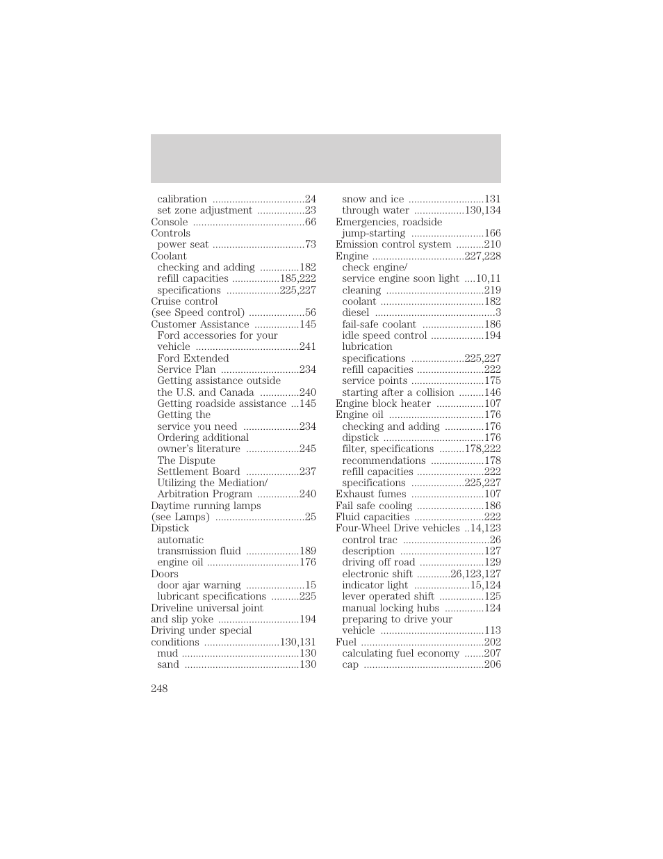 Index | FORD 2000 F-550 v.1 User Manual | Page 248 / 256