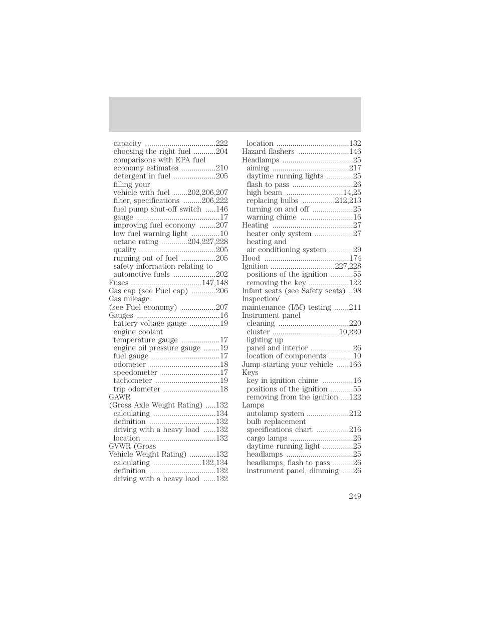 Index | FORD 2000 F-550 v.1 User Manual | Page 249 / 256