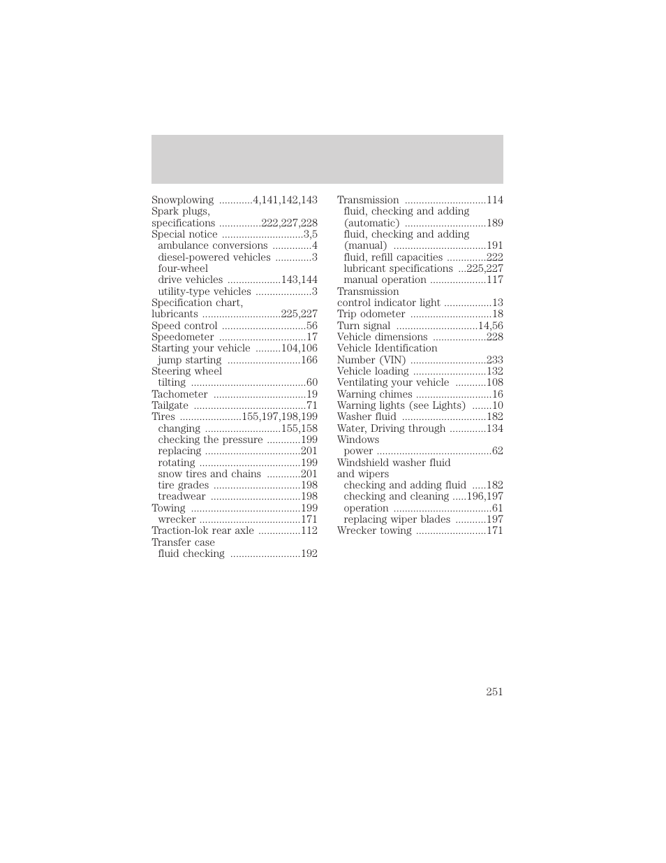 Index | FORD 2000 F-550 v.1 User Manual | Page 251 / 256