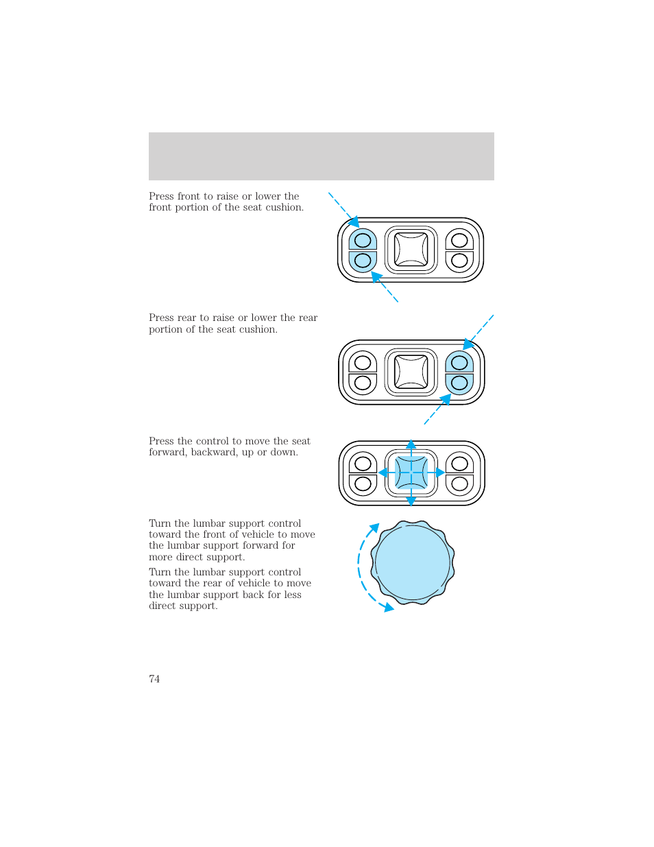 Seating and safety restraints | FORD 2000 F-550 v.1 User Manual | Page 74 / 256