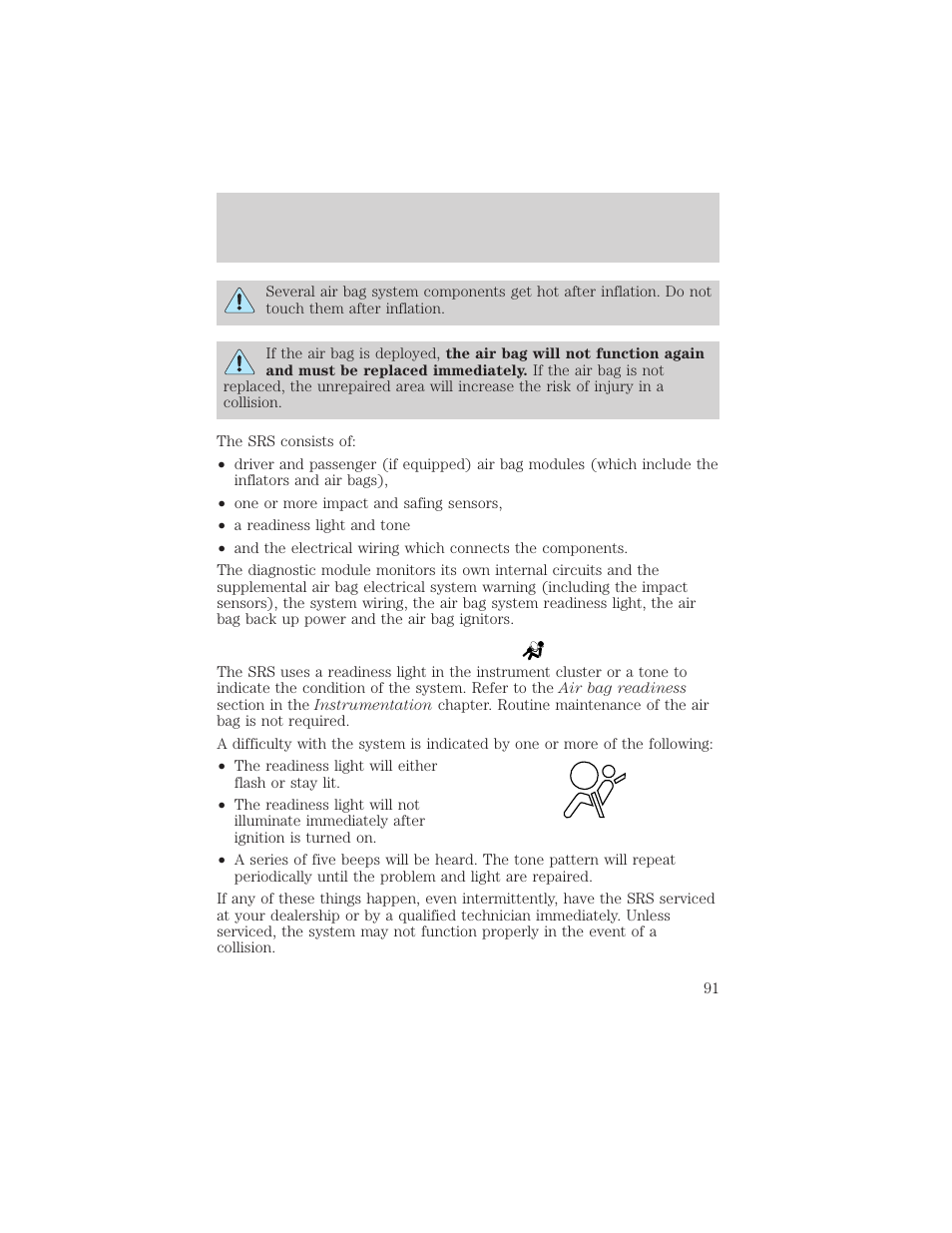 Seating and safety restraints | FORD 2000 F-550 v.1 User Manual | Page 91 / 256