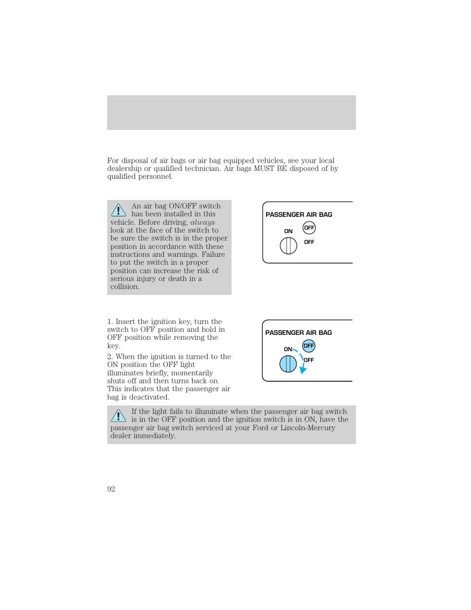 Seating and safety restraints | FORD 2000 F-550 v.1 User Manual | Page 92 / 256