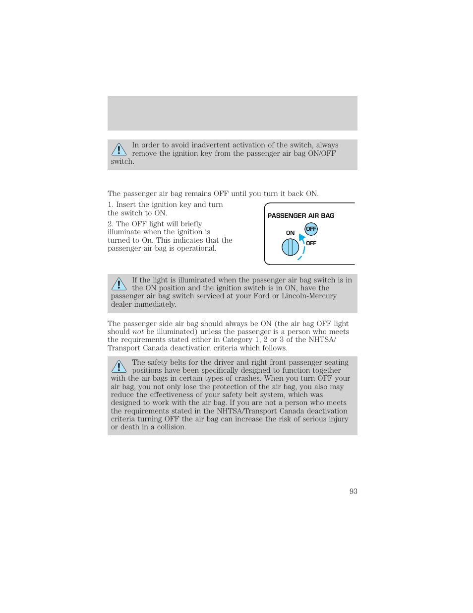 Seating and safety restraints | FORD 2000 F-550 v.1 User Manual | Page 93 / 256