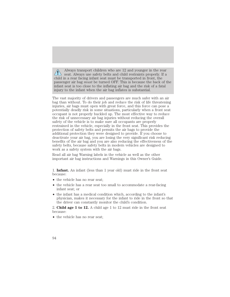 Seating and safety restraints | FORD 2000 F-550 v.1 User Manual | Page 94 / 256