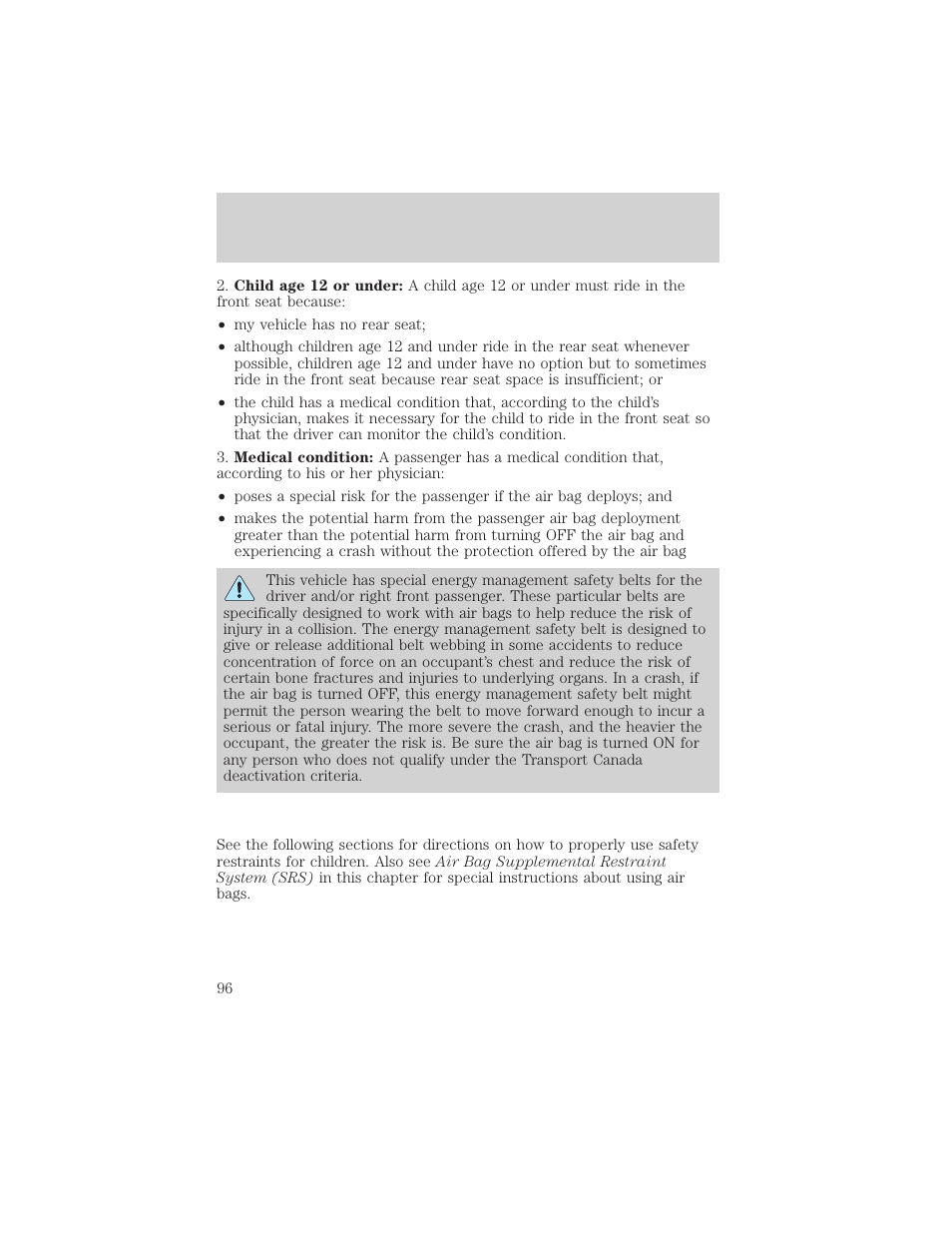 Seating and safety restraints | FORD 2000 F-550 v.1 User Manual | Page 96 / 256