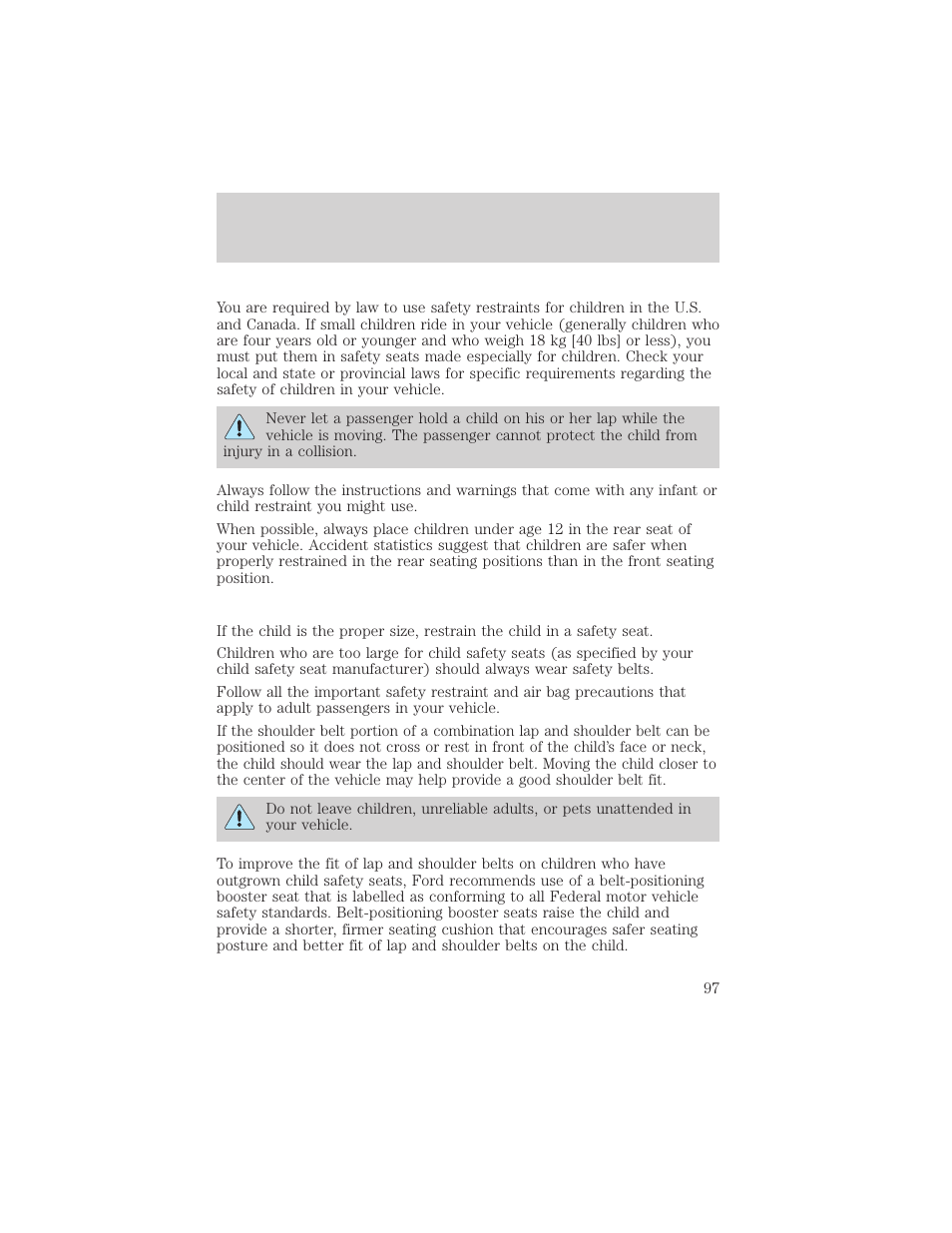 Seating and safety restraints | FORD 2000 F-550 v.1 User Manual | Page 97 / 256