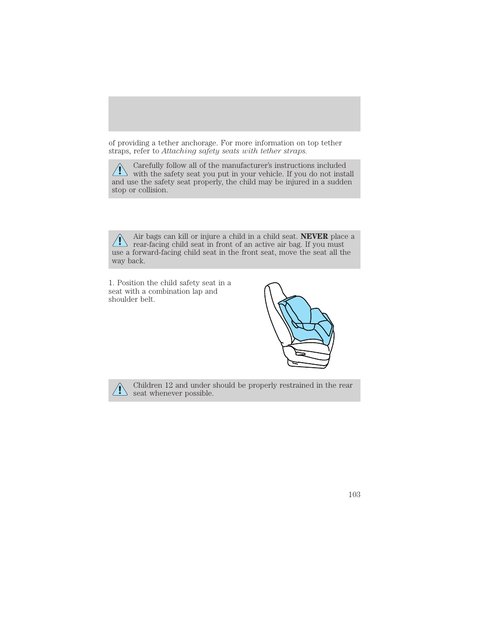 Seating and safety restraints | FORD 2000 Taurus User Manual | Page 103 / 232