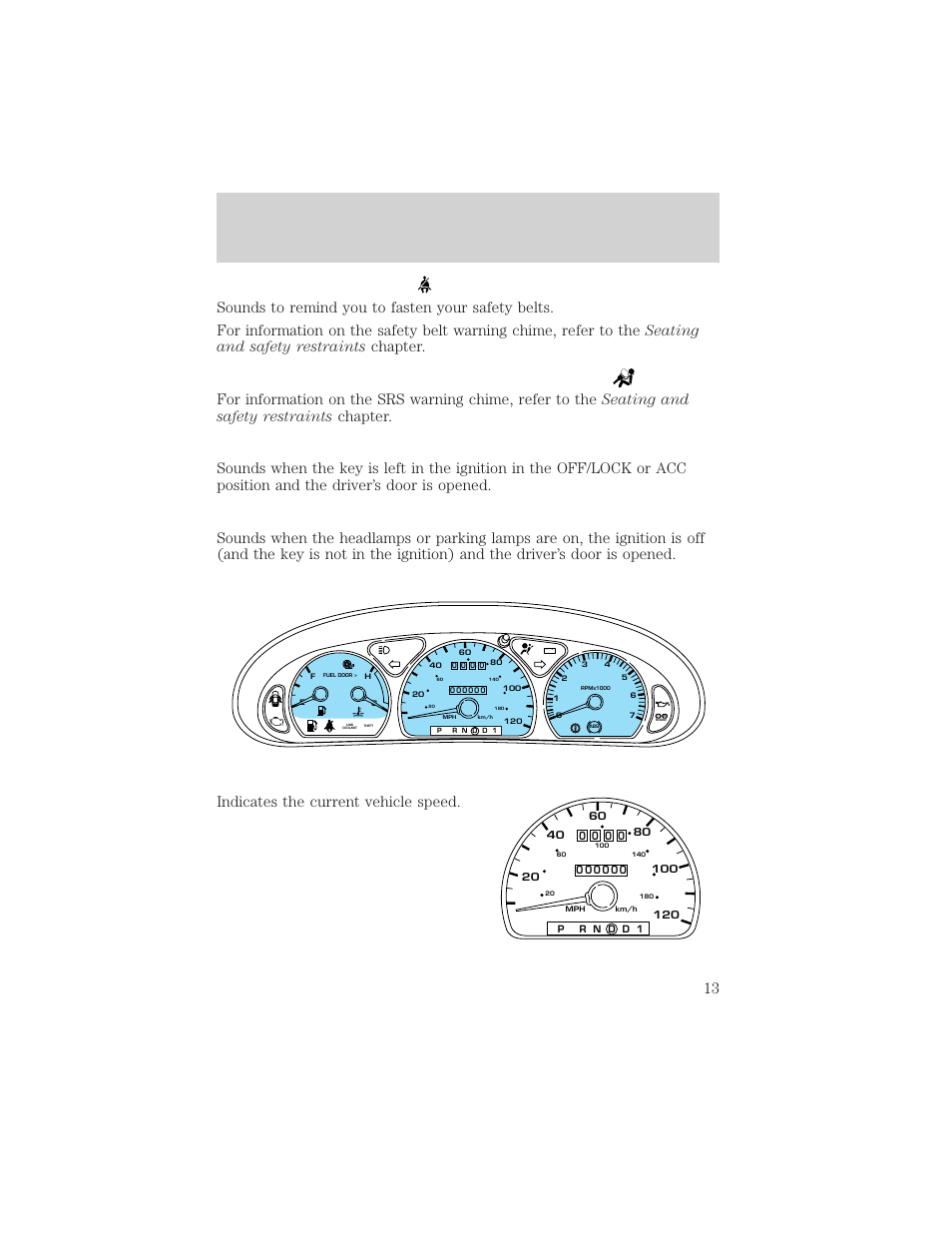 Instrumentation | FORD 2000 Taurus User Manual | Page 13 / 232
