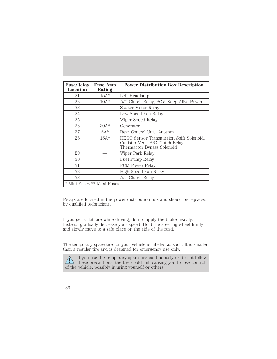 Roadside emergencies | FORD 2000 Taurus User Manual | Page 138 / 232