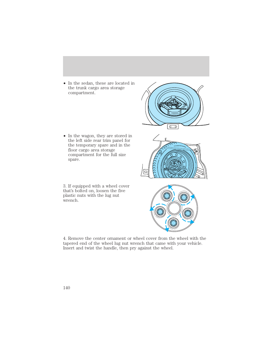 Roadside emergencies | FORD 2000 Taurus User Manual | Page 140 / 232