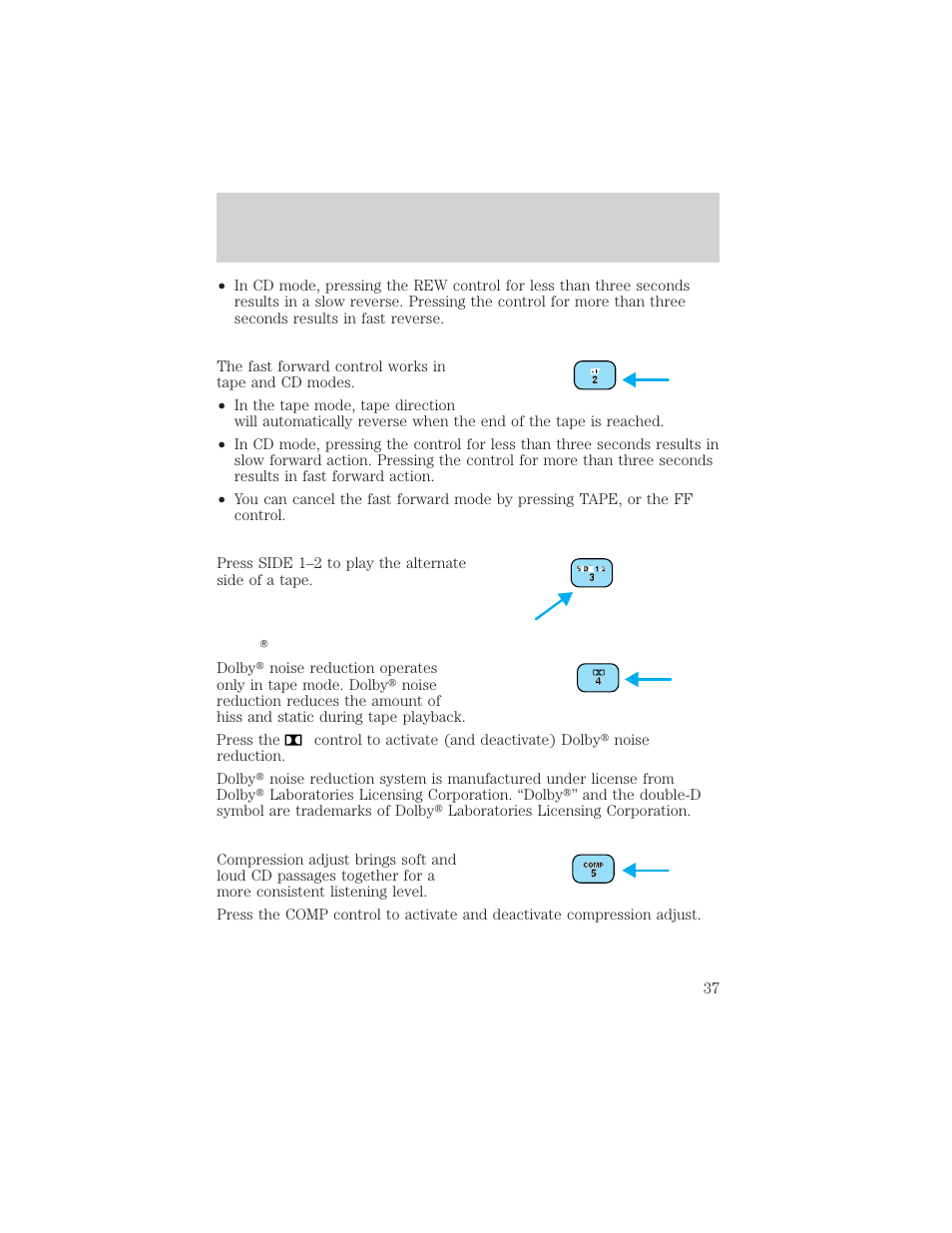 Controls and features | FORD 2000 Taurus User Manual | Page 37 / 232