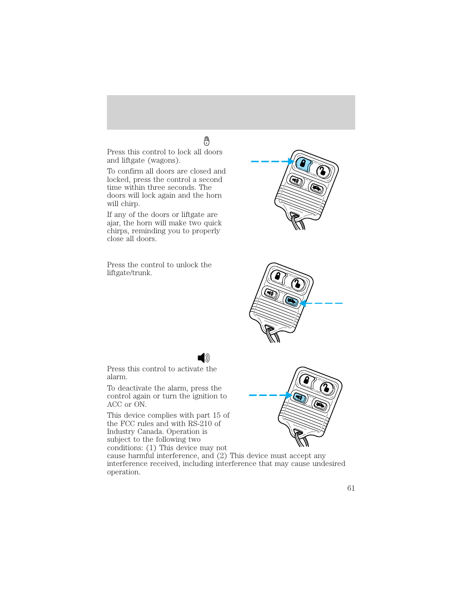 Controls and features | FORD 2000 Taurus User Manual | Page 61 / 232