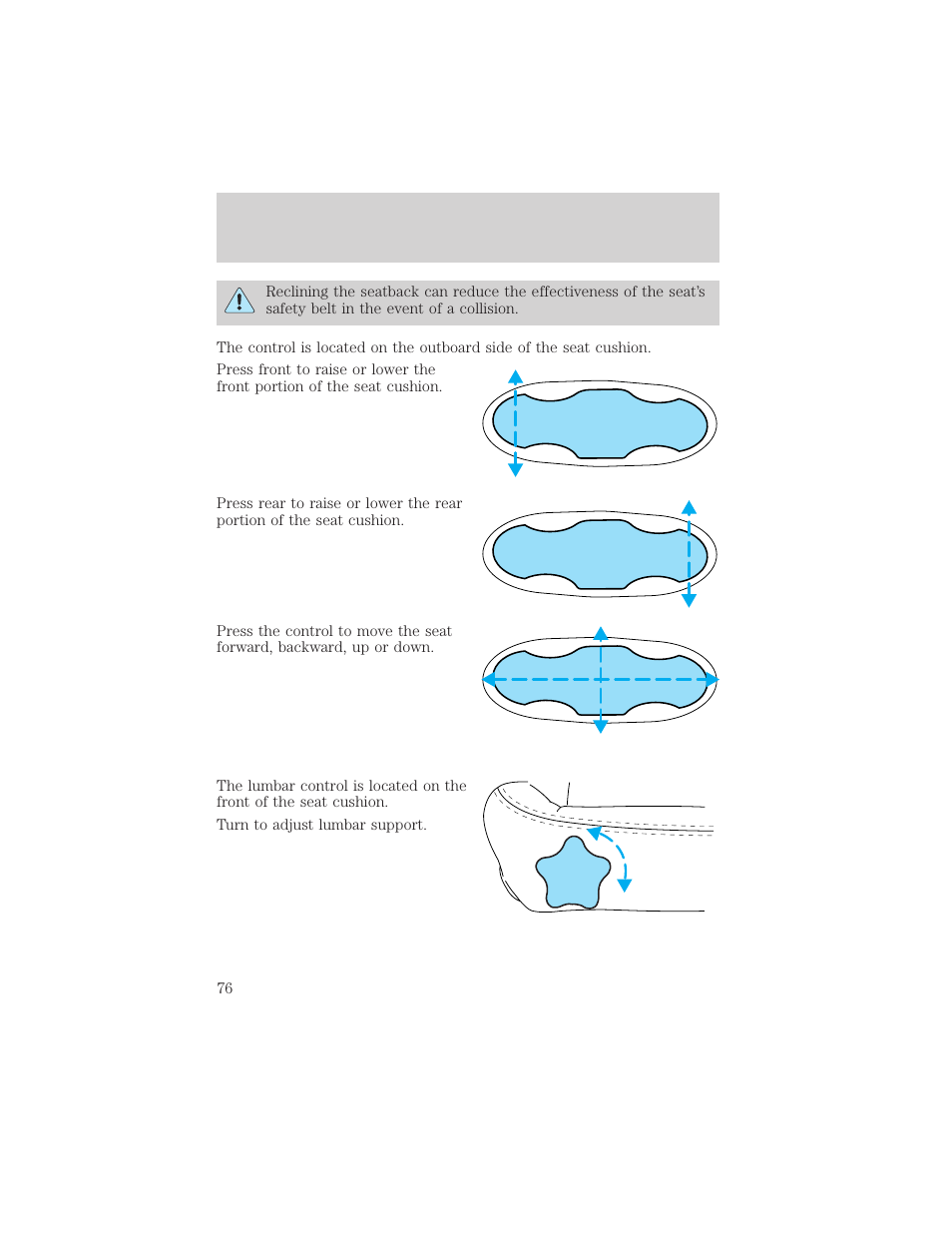 Seating and safety restraints | FORD 2000 Taurus User Manual | Page 76 / 232