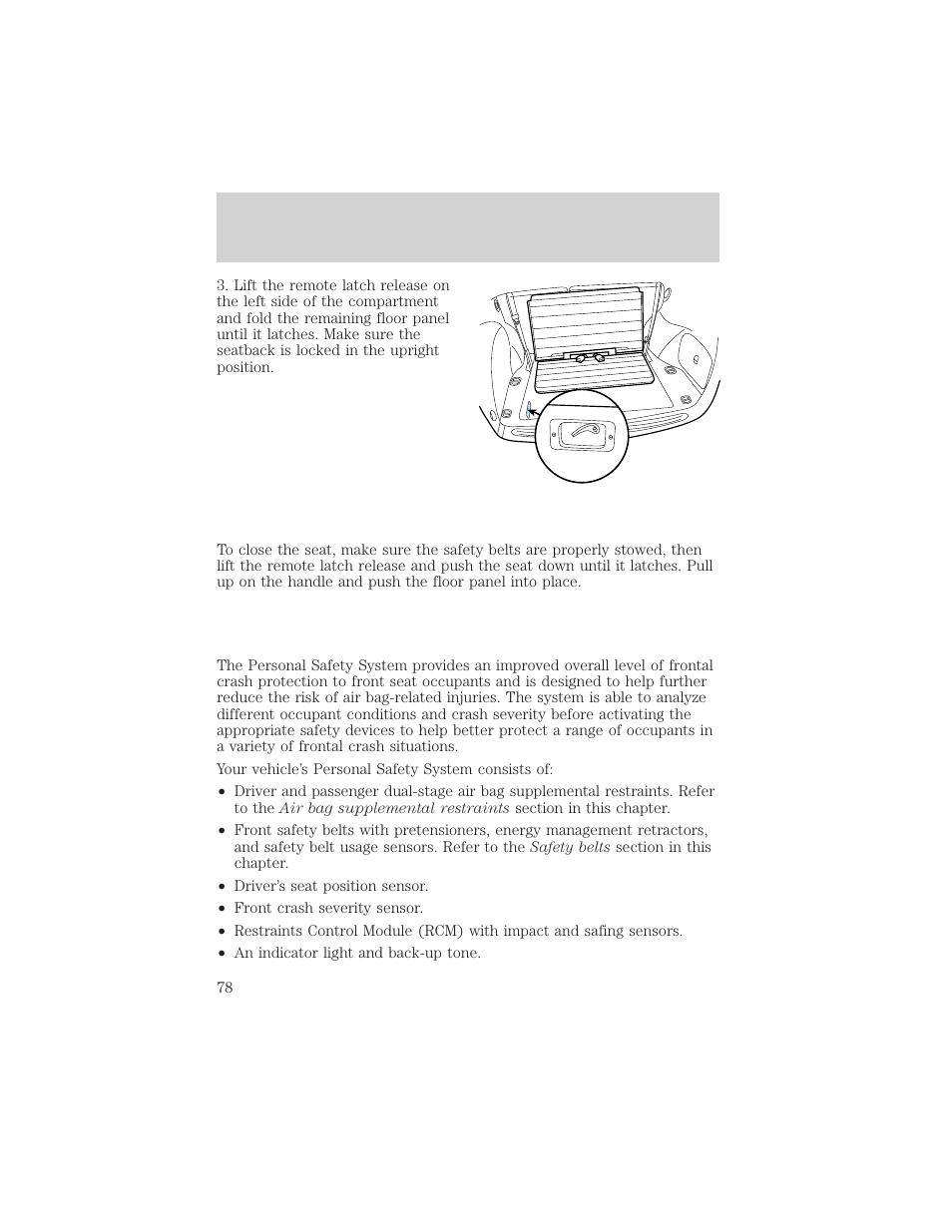 Seating and safety restraints | FORD 2000 Taurus User Manual | Page 78 / 232