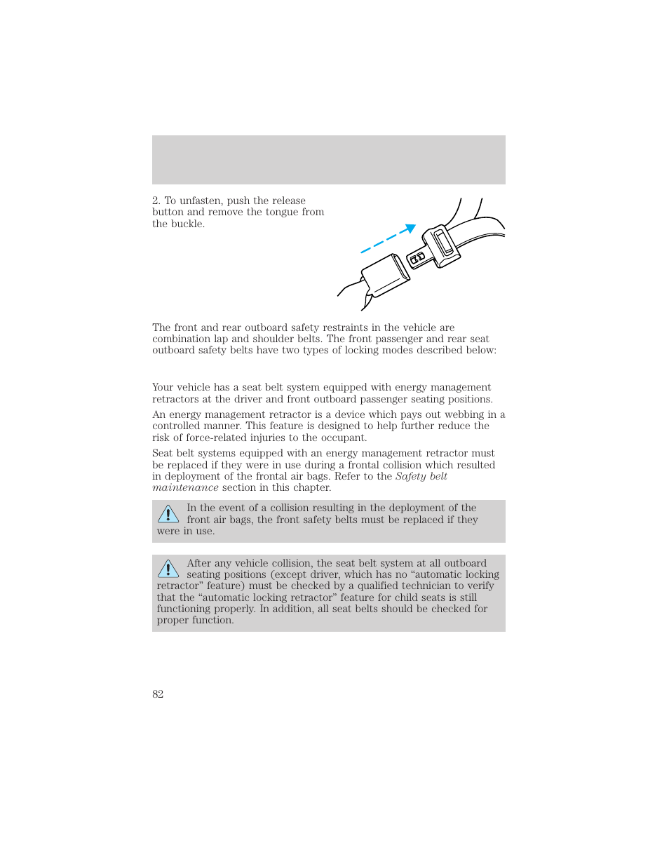 Seating and safety restraints | FORD 2000 Taurus User Manual | Page 82 / 232