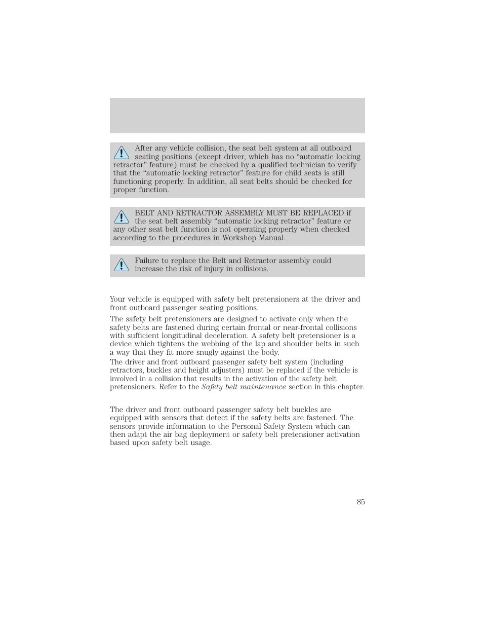 Seating and safety restraints | FORD 2000 Taurus User Manual | Page 85 / 232