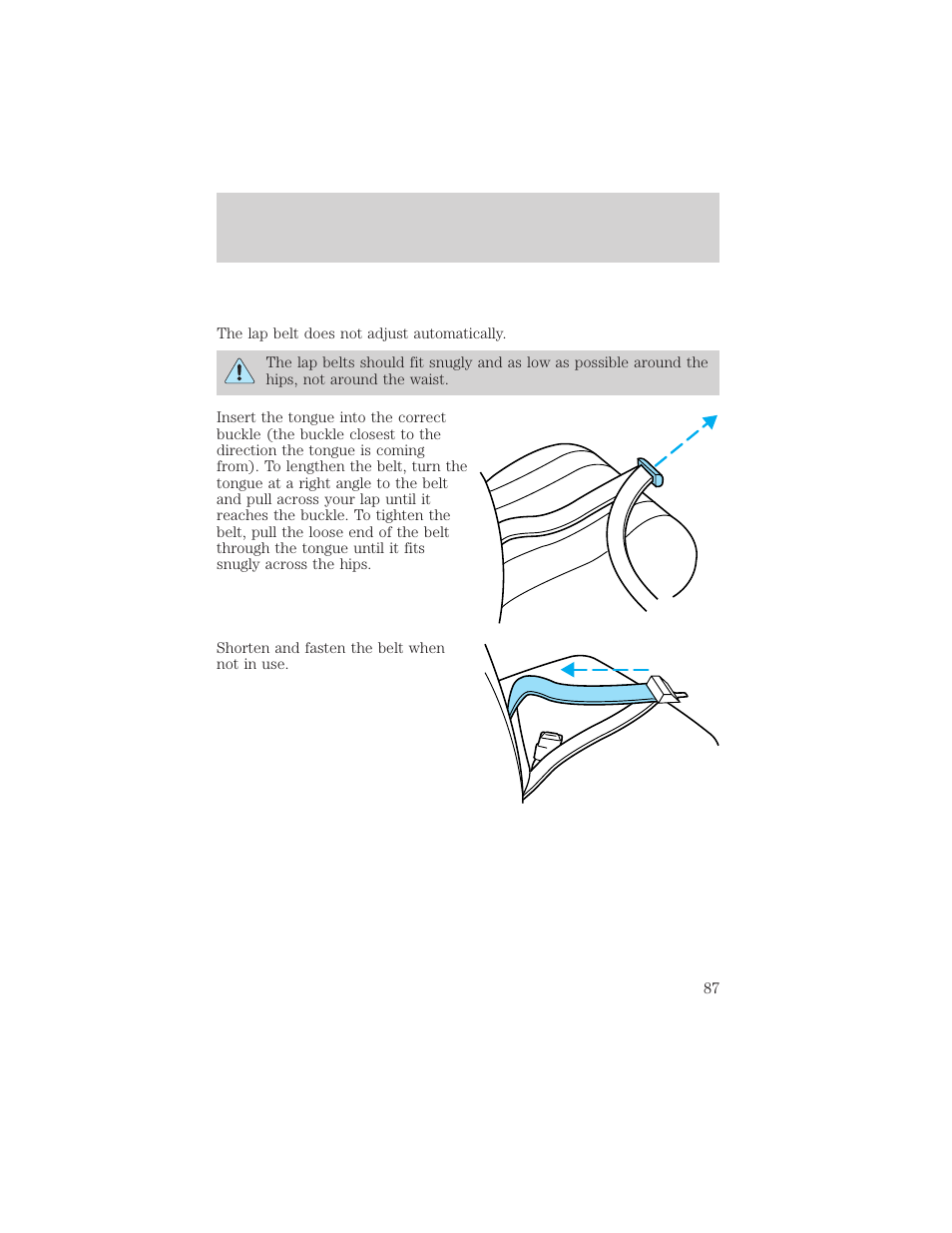 Seating and safety restraints | FORD 2000 Taurus User Manual | Page 87 / 232