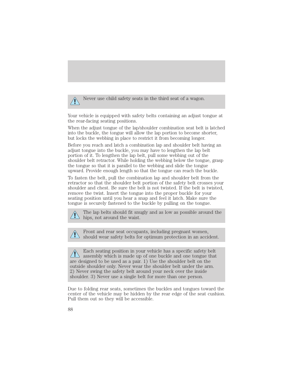 Seating and safety restraints | FORD 2000 Taurus User Manual | Page 88 / 232