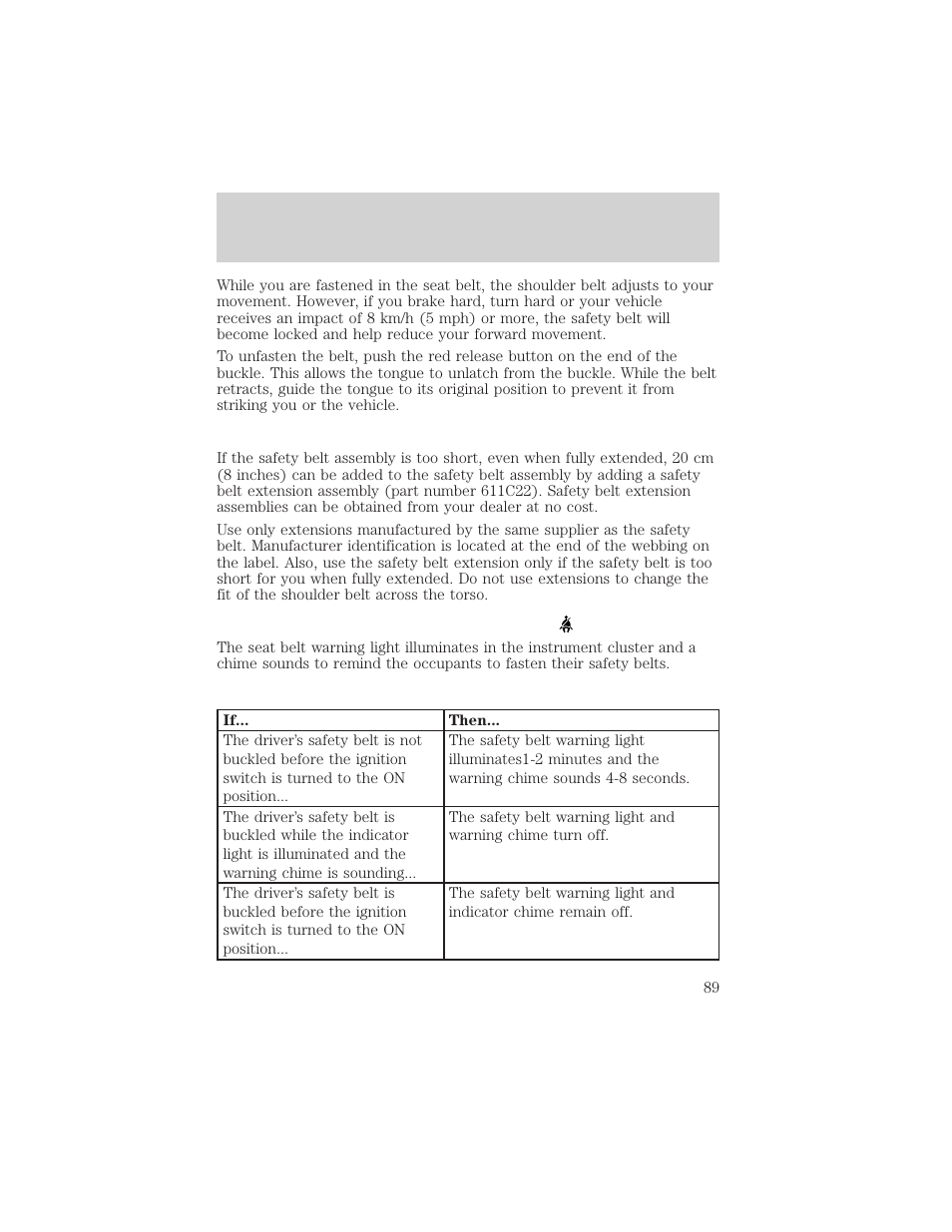 Seating and safety restraints | FORD 2000 Taurus User Manual | Page 89 / 232
