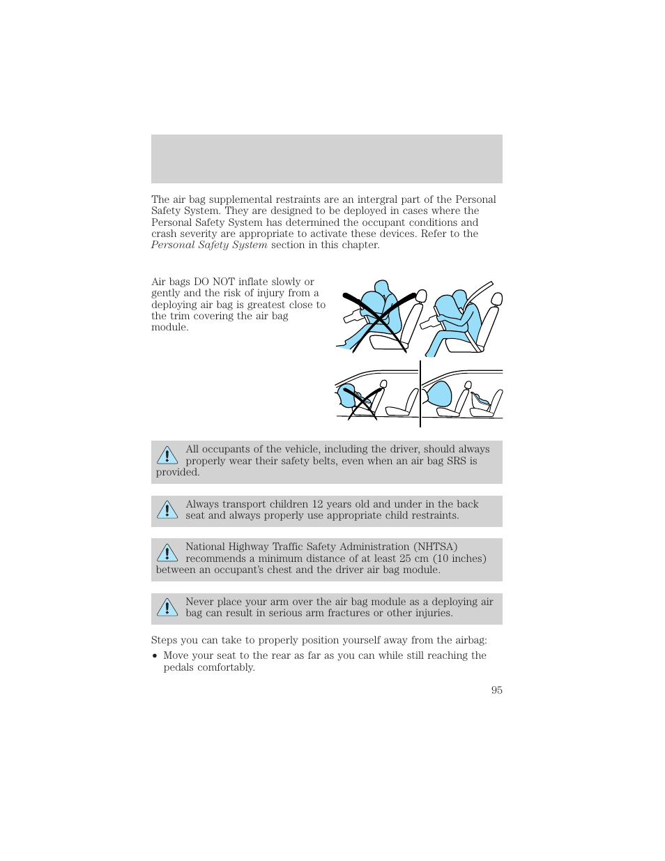 Seating and safety restraints | FORD 2000 Taurus User Manual | Page 95 / 232