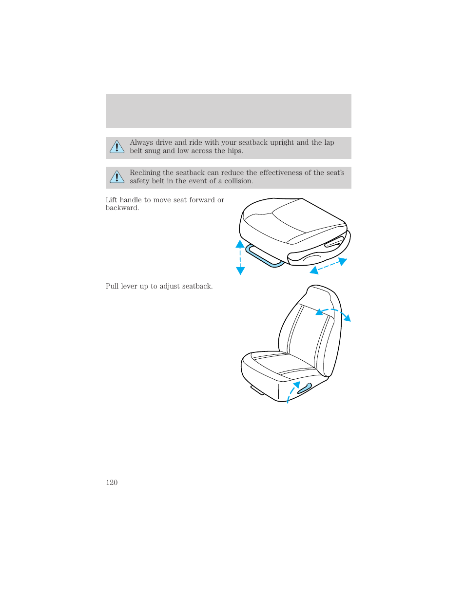 Seating and safety restraints | FORD 2000 Windstar User Manual | Page 120 / 280