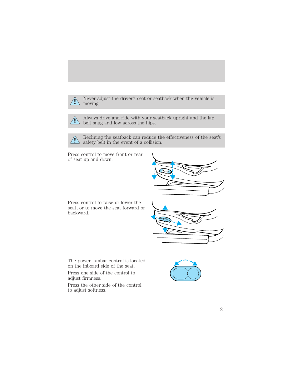 Seating and safety restraints | FORD 2000 Windstar User Manual | Page 121 / 280