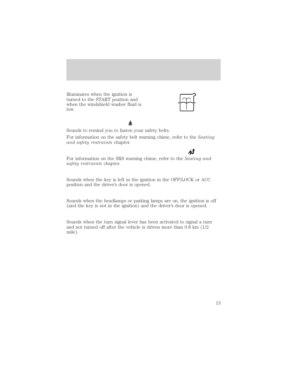 Instrumentation | FORD 2000 Windstar User Manual | Page 13 / 280