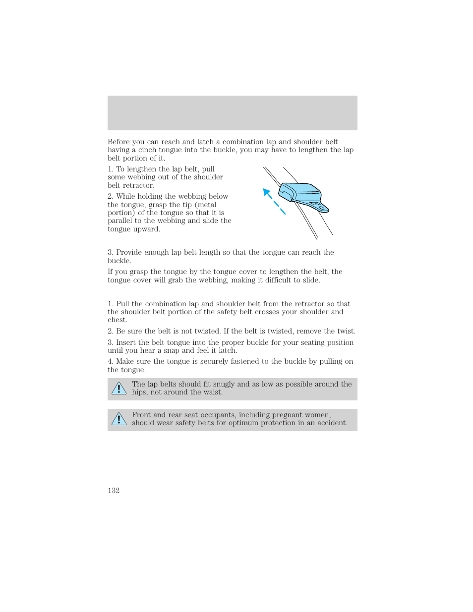 Seating and safety restraints | FORD 2000 Windstar User Manual | Page 132 / 280