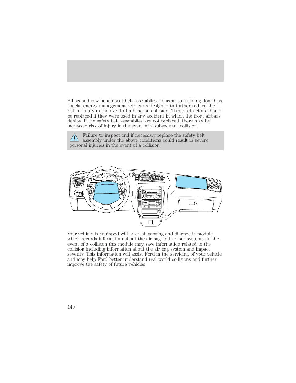 Seating and safety restraints | FORD 2000 Windstar User Manual | Page 140 / 280