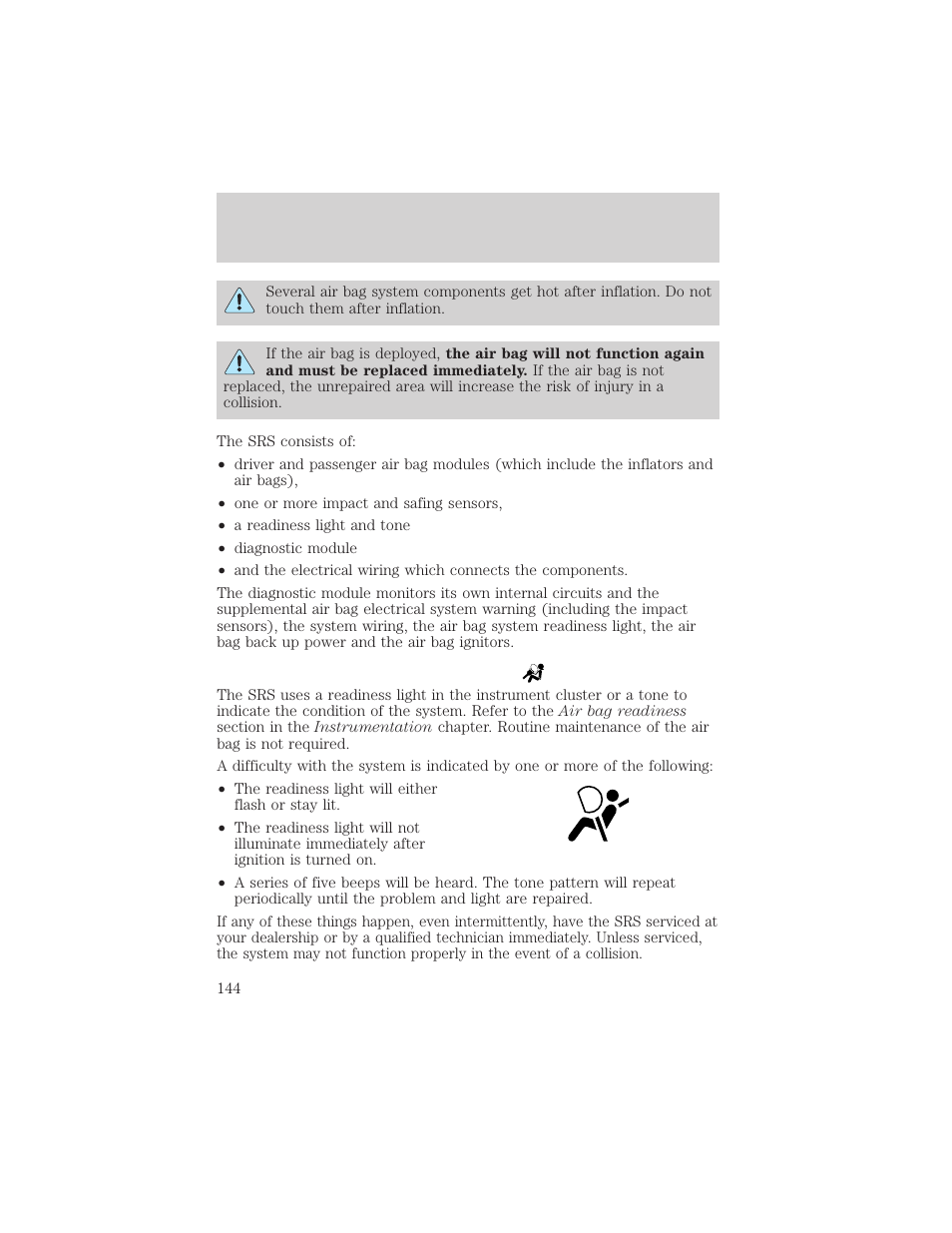 Seating and safety restraints | FORD 2000 Windstar User Manual | Page 144 / 280