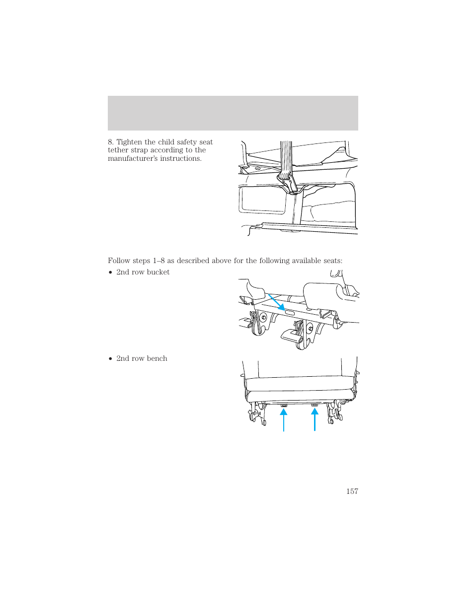 Seating and safety restraints | FORD 2000 Windstar User Manual | Page 157 / 280