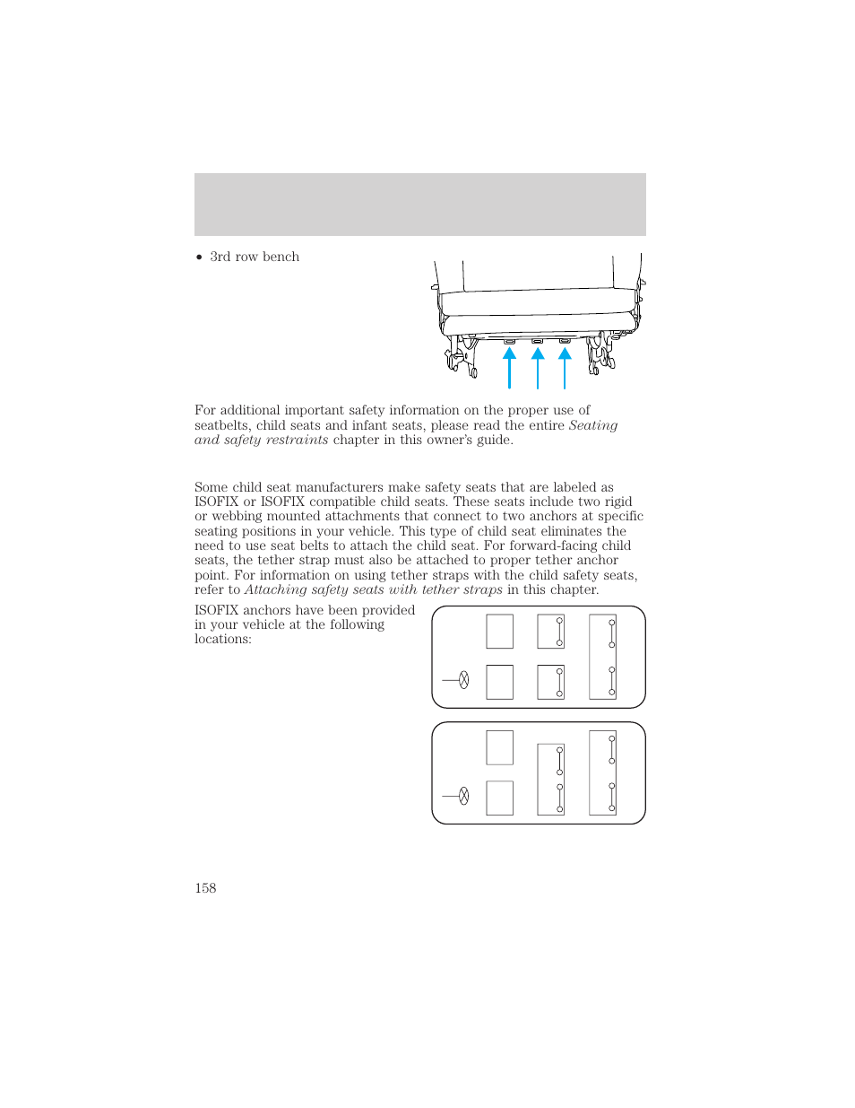 Seating and safety restraints | FORD 2000 Windstar User Manual | Page 158 / 280