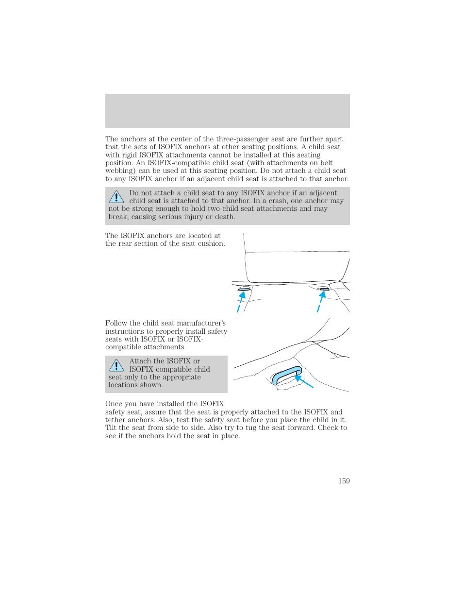 Seating and safety restraints | FORD 2000 Windstar User Manual | Page 159 / 280