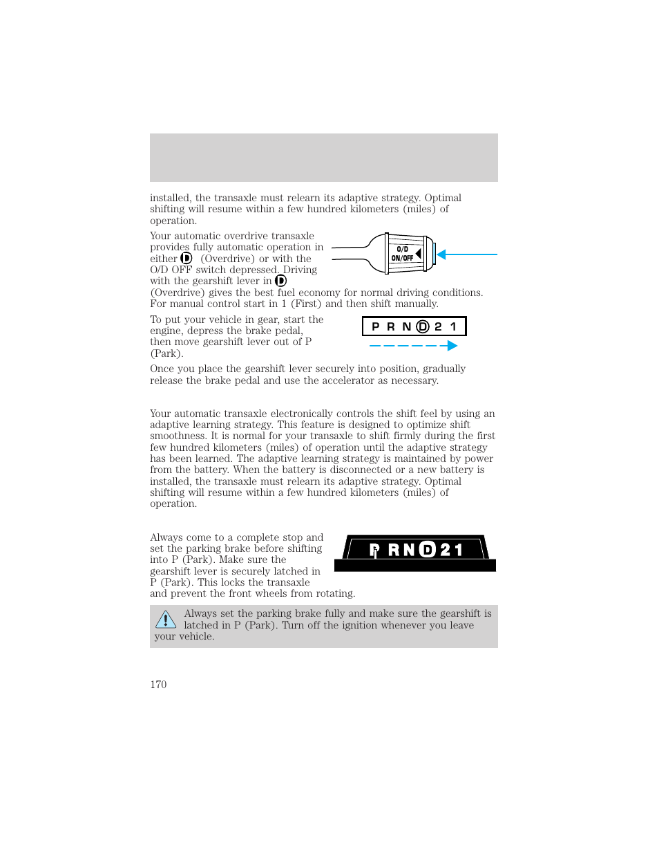 Driving | FORD 2000 Windstar User Manual | Page 170 / 280