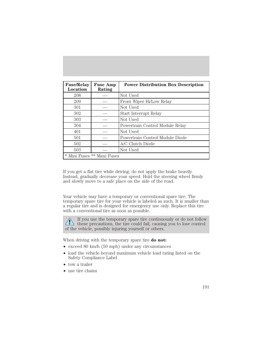 Roadside emergencies | FORD 2000 Windstar User Manual | Page 191 / 280