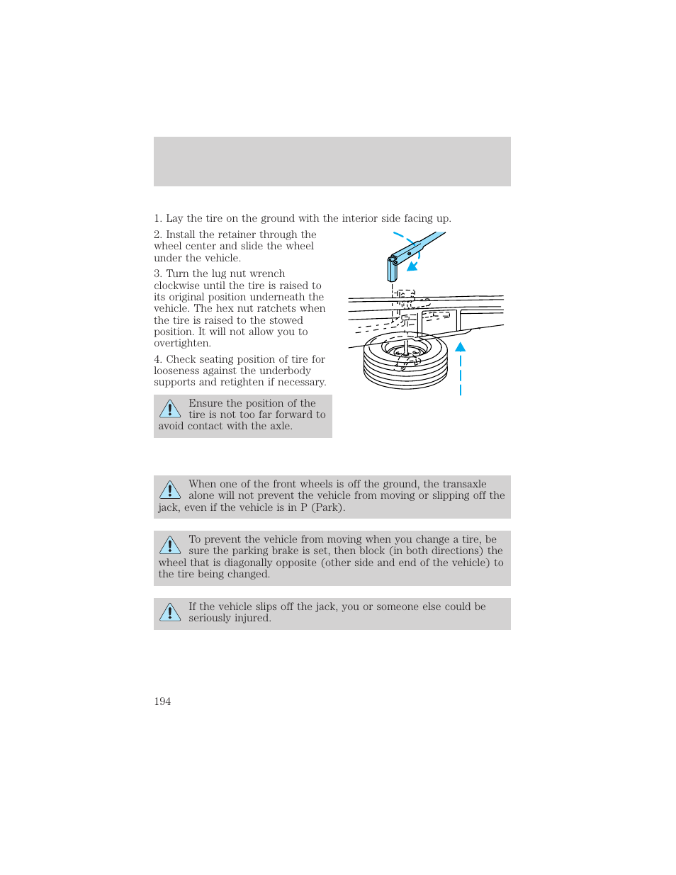 Roadside emergencies | FORD 2000 Windstar User Manual | Page 194 / 280