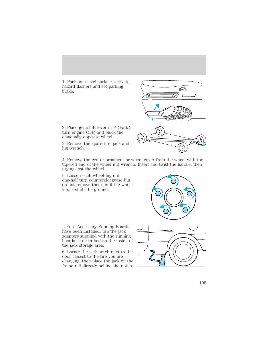 Roadside emergencies | FORD 2000 Windstar User Manual | Page 195 / 280