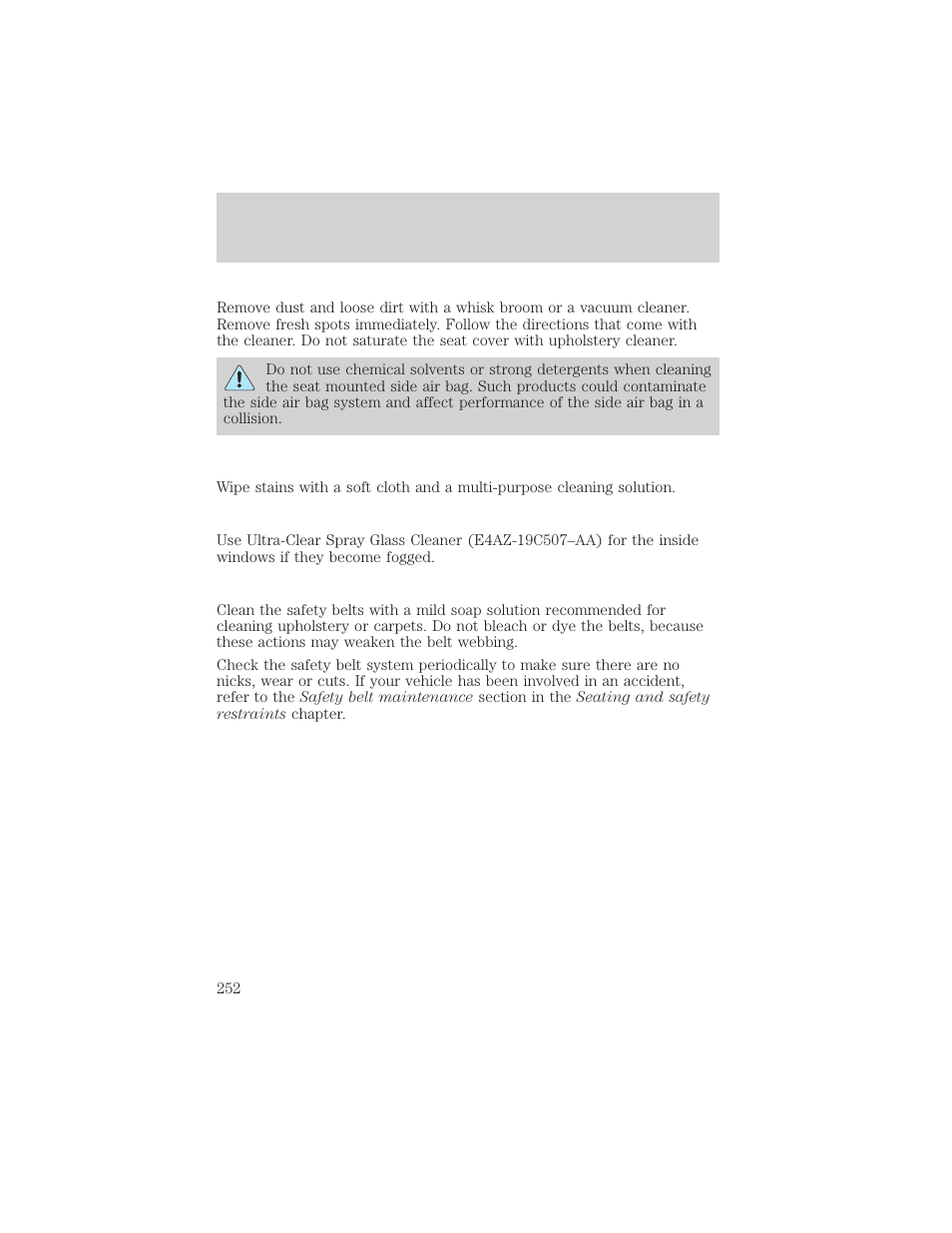 Maintenance and care | FORD 2000 Windstar User Manual | Page 252 / 280
