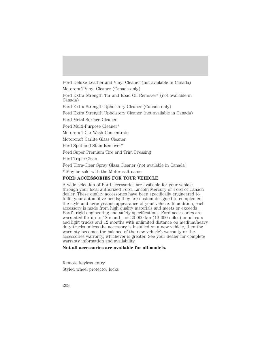 Customer assistance | FORD 2000 Windstar User Manual | Page 268 / 280