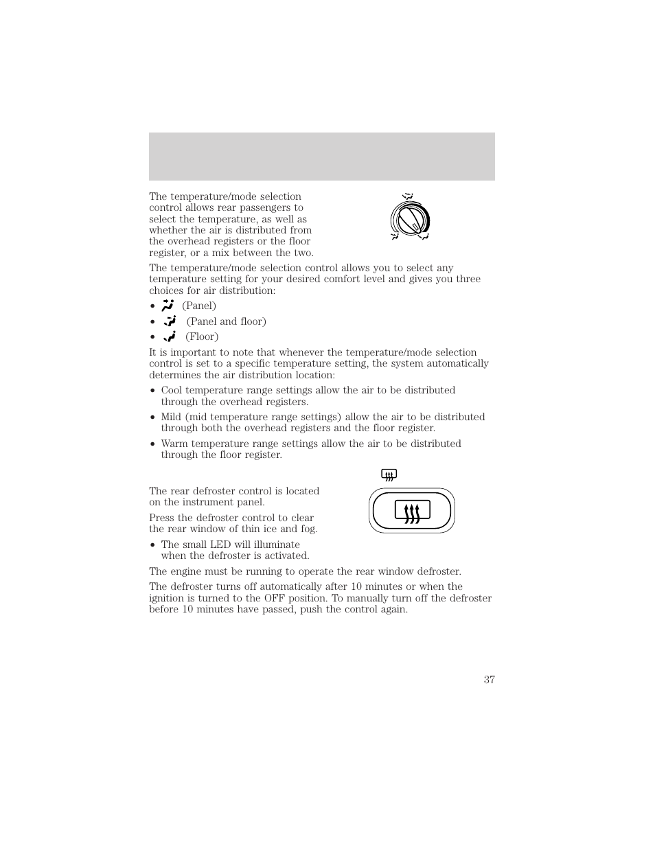 Controls and features | FORD 2000 Windstar User Manual | Page 37 / 280