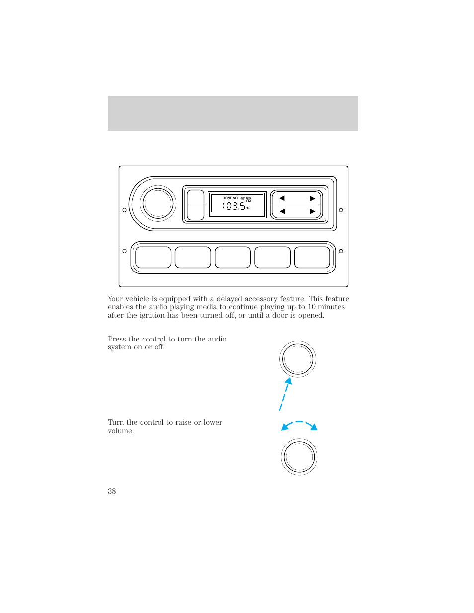 Controls and features, 12 3 4 am/fm | FORD 2000 Windstar User Manual | Page 38 / 280