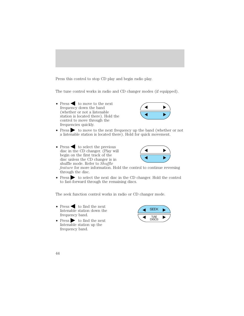 Controls and features | FORD 2000 Windstar User Manual | Page 44 / 280