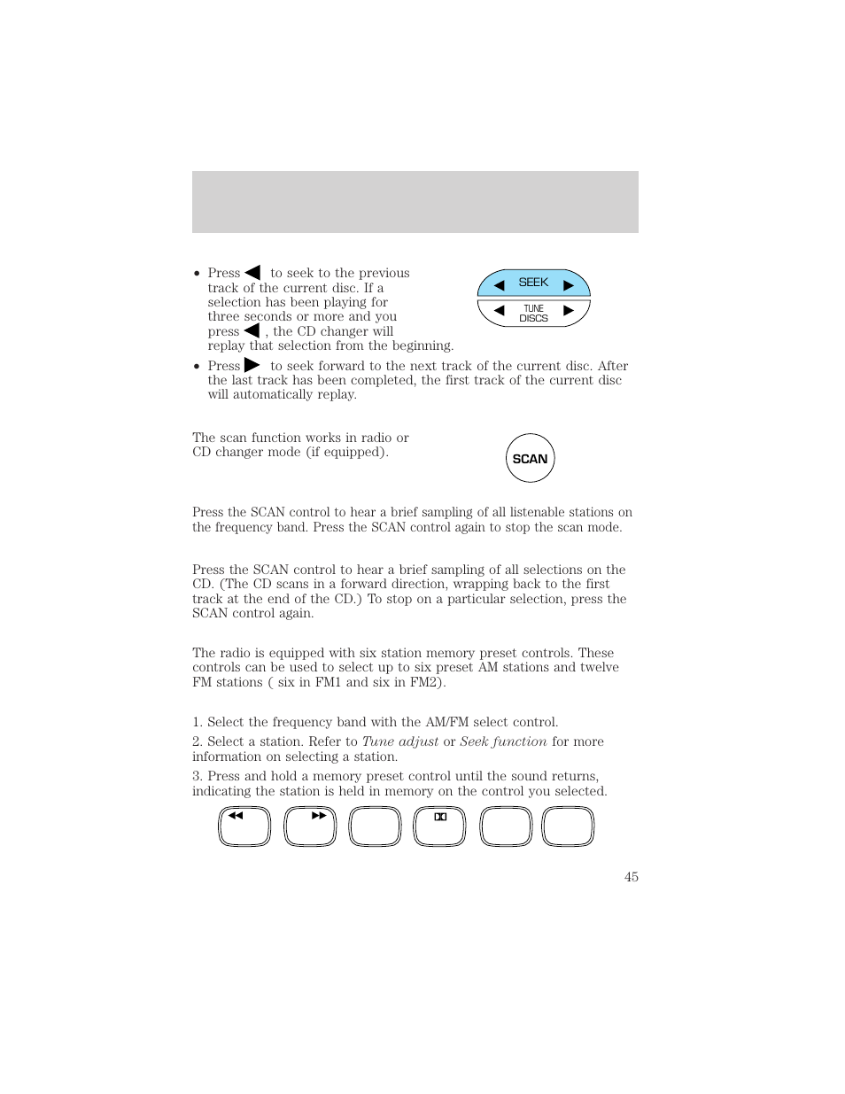 Controls and features | FORD 2000 Windstar User Manual | Page 45 / 280