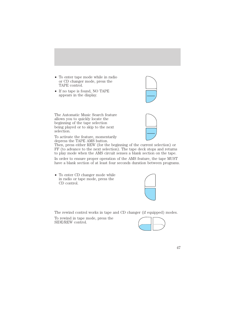 Controls and features | FORD 2000 Windstar User Manual | Page 47 / 280