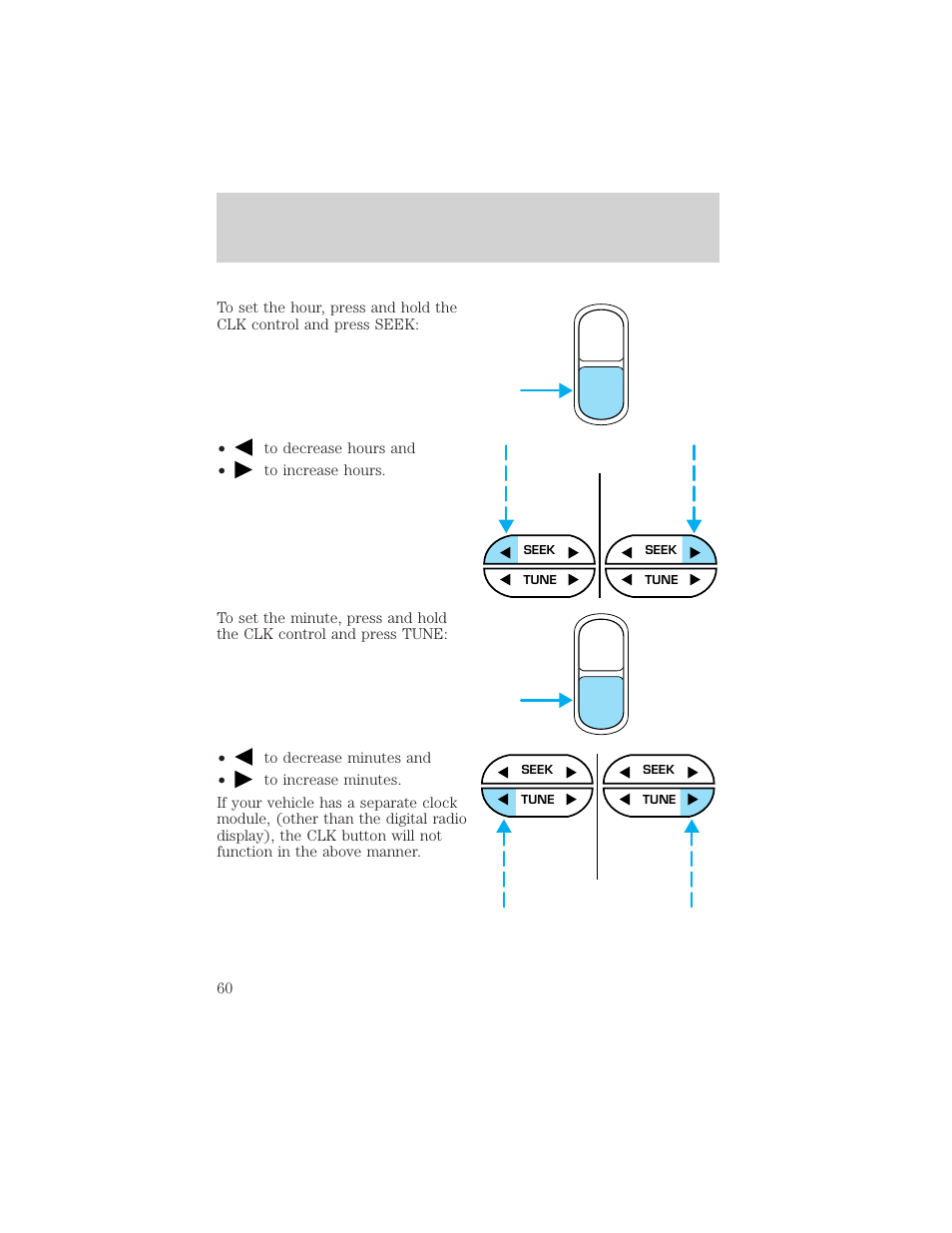 Auto clk, Controls and features | FORD 2000 Windstar User Manual | Page 60 / 280