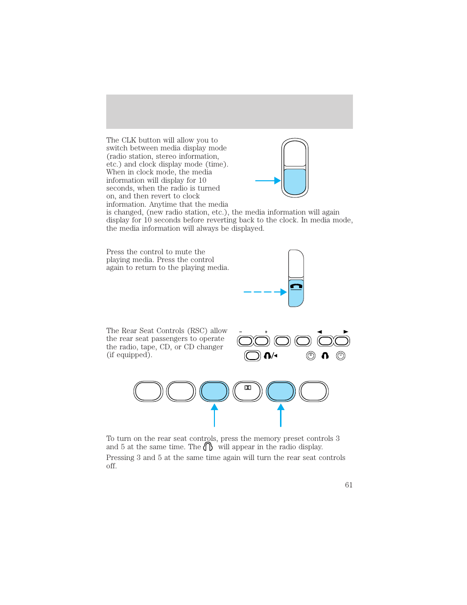 Auto clk, Controls and features | FORD 2000 Windstar User Manual | Page 61 / 280